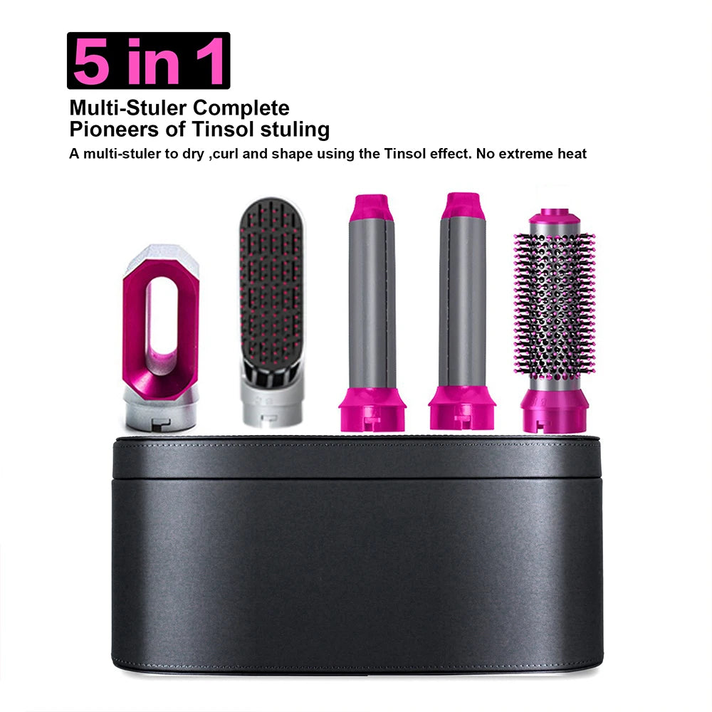 5-in-1 Multi-Function Hair Dryer and Styler: Curling Iron, Straightener, and Hot Air Comb Set