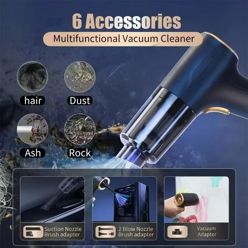 98000PA Powerful Mini Car Vacuum Cleaner Cordless Wireless Car Cleaner Handheld Portable Vacuum Cleaner Air Gun