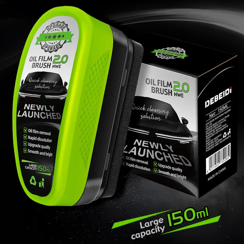 Automotive Car Oil Film Cleaning Brush Set - 150ml Glass Oil Film Remover for Crystal Clear Windshields