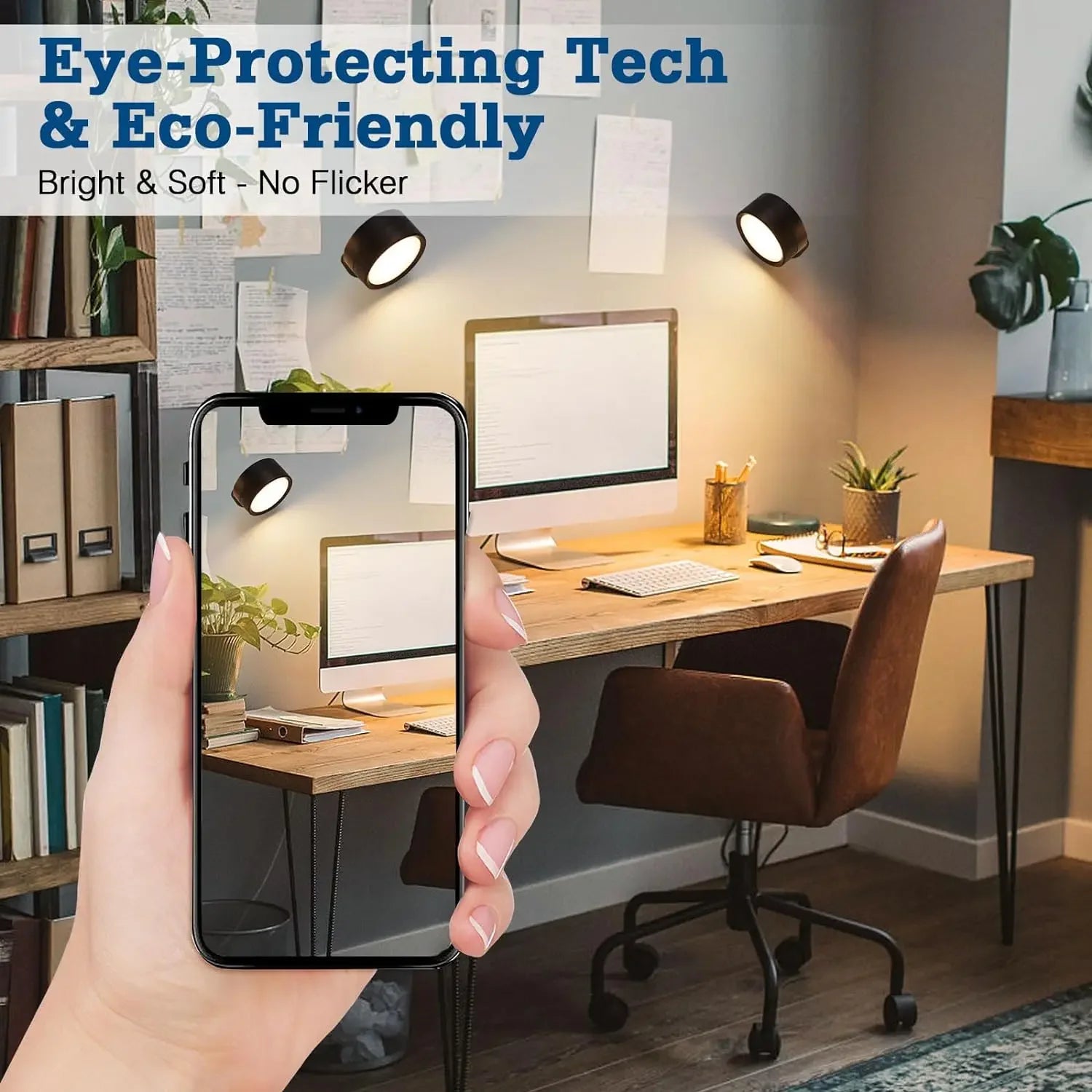 Magnetic LED Wall Light - Rechargeable 360° Rotating Reading Lamp with Touch and Remote Control for Versatile Indoor Use