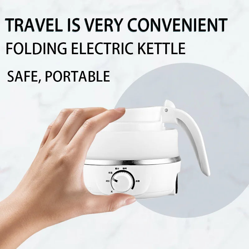 Mini Portable Fold Electric Kettle Thermostat Keep Warm Home Travel Business Automatic Power off Silicone Stainless Steel Safety