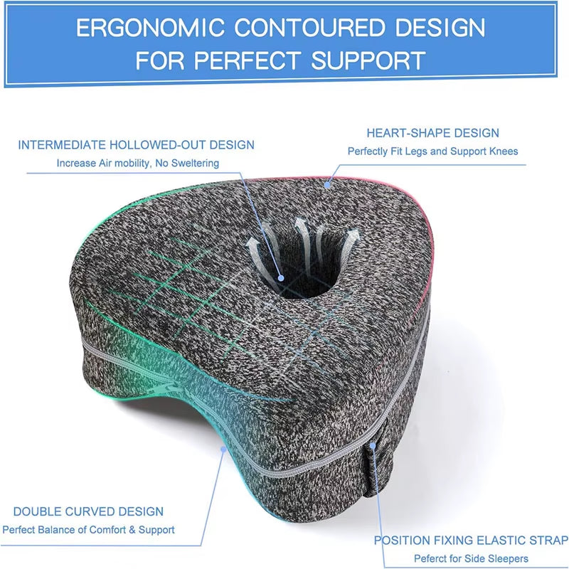 Pillow Ergonomic Leg Support Pillow Relieve Sciatica Back and Hip Pain Soft Leg Support Cushion with Removable and Washable